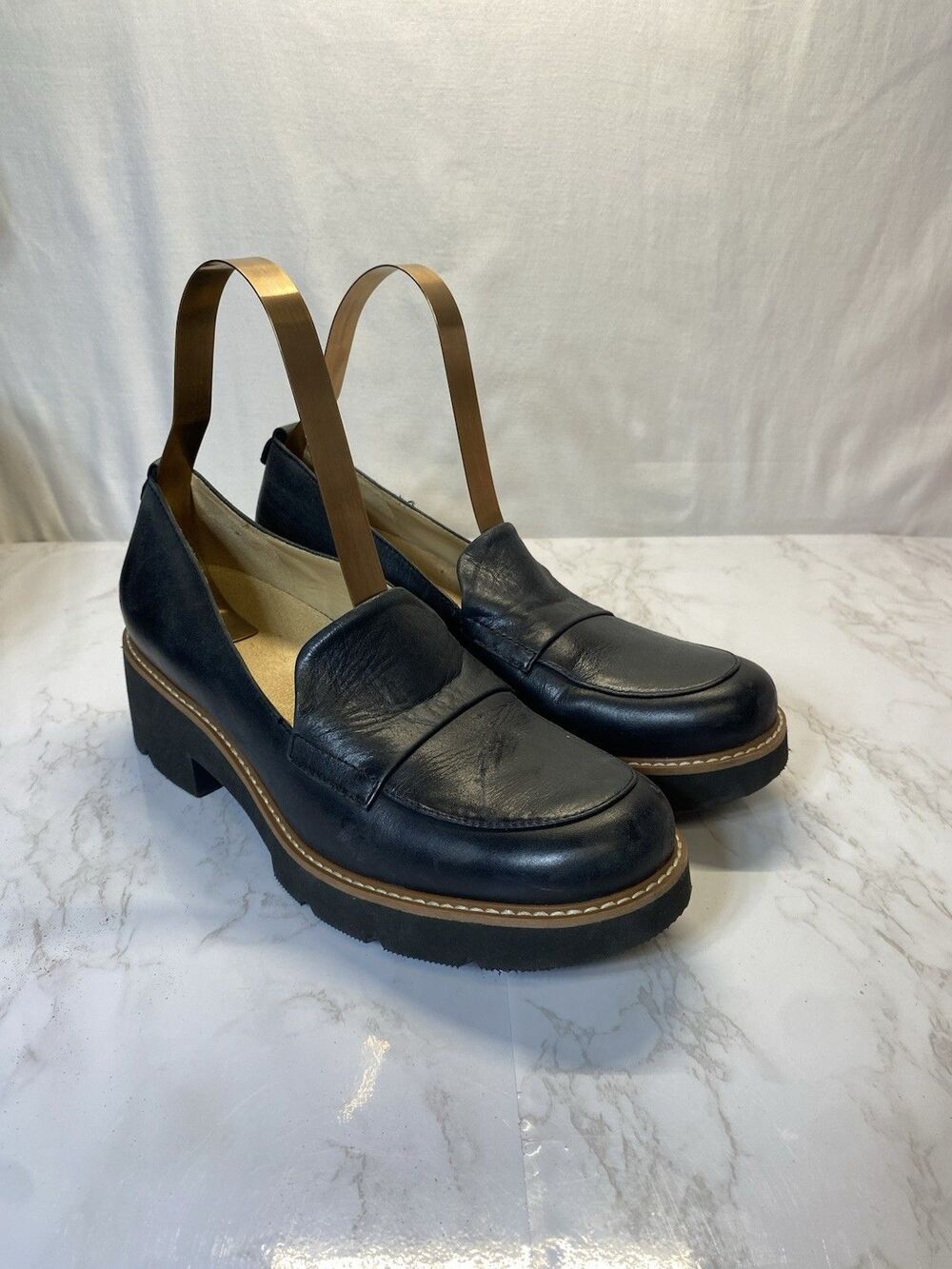 Naturalizer Cabaret Shoes Womens 9.5 M Slip On Lugsole Platform Loafers Black